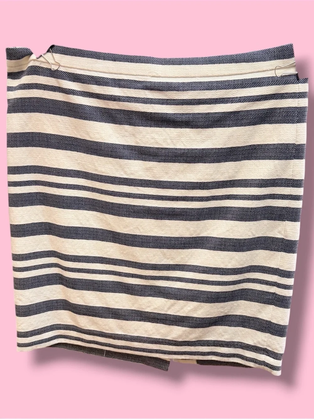 J. Crew Navy and Cream Striped Pencil Skirt